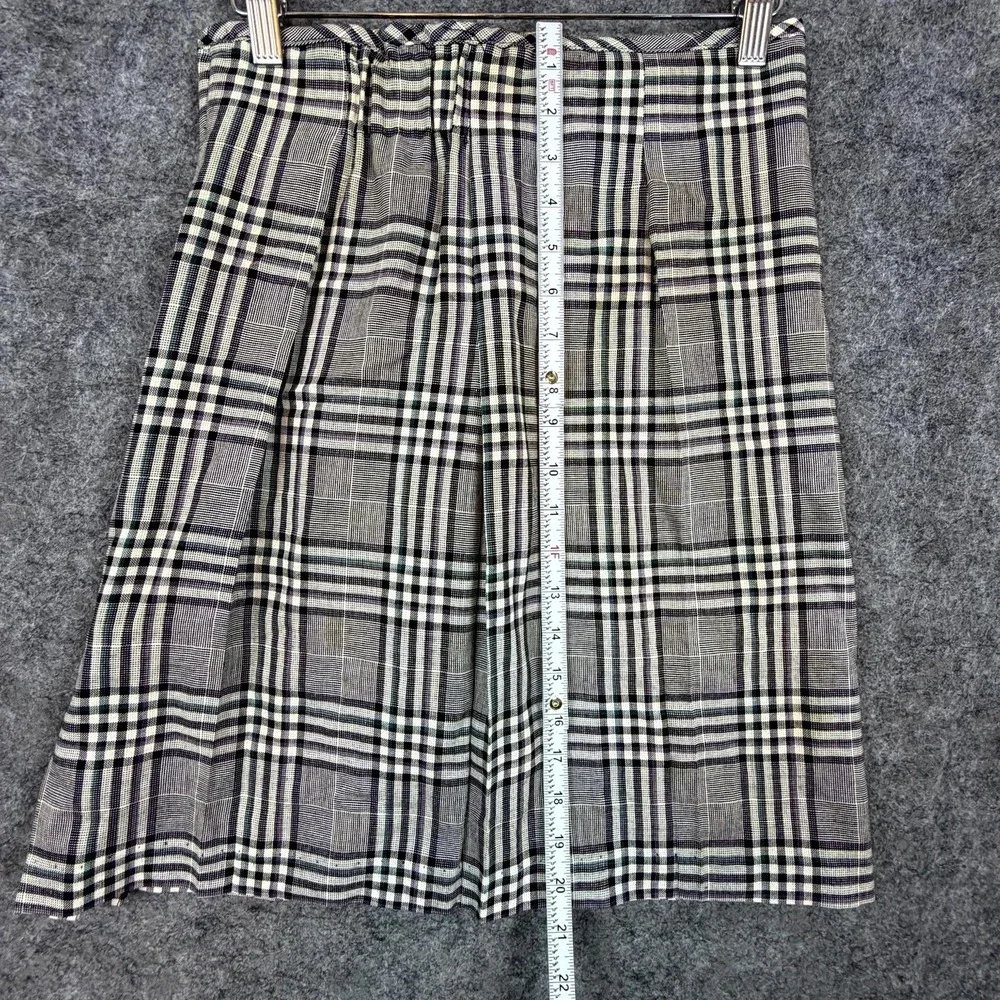Vintage Mixed Blues A-Line Skirt‎ Womens 11 Black White Plaid Pleated Preppy 90s